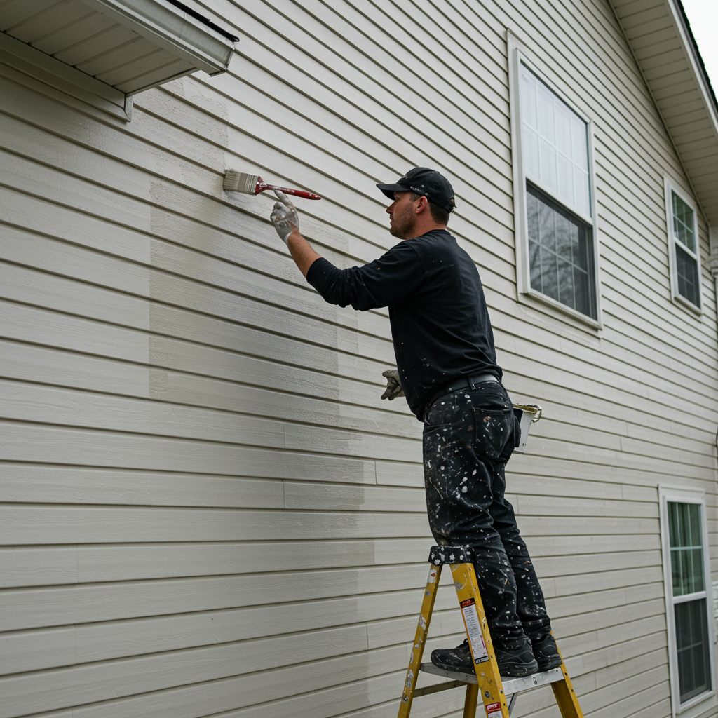 Professional painter applying paint to interior wall with roller